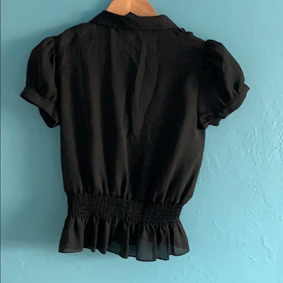 Pink Vanilla Black Button Down Blouse Junior Size XL/16 - Picture 4 of 4